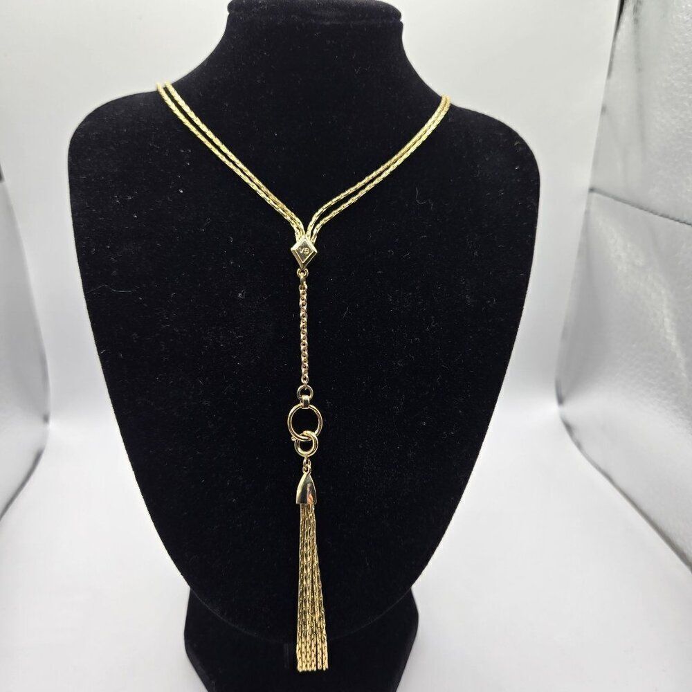Vera Bradley Gold Tone Lariat Necklace Multi Strand